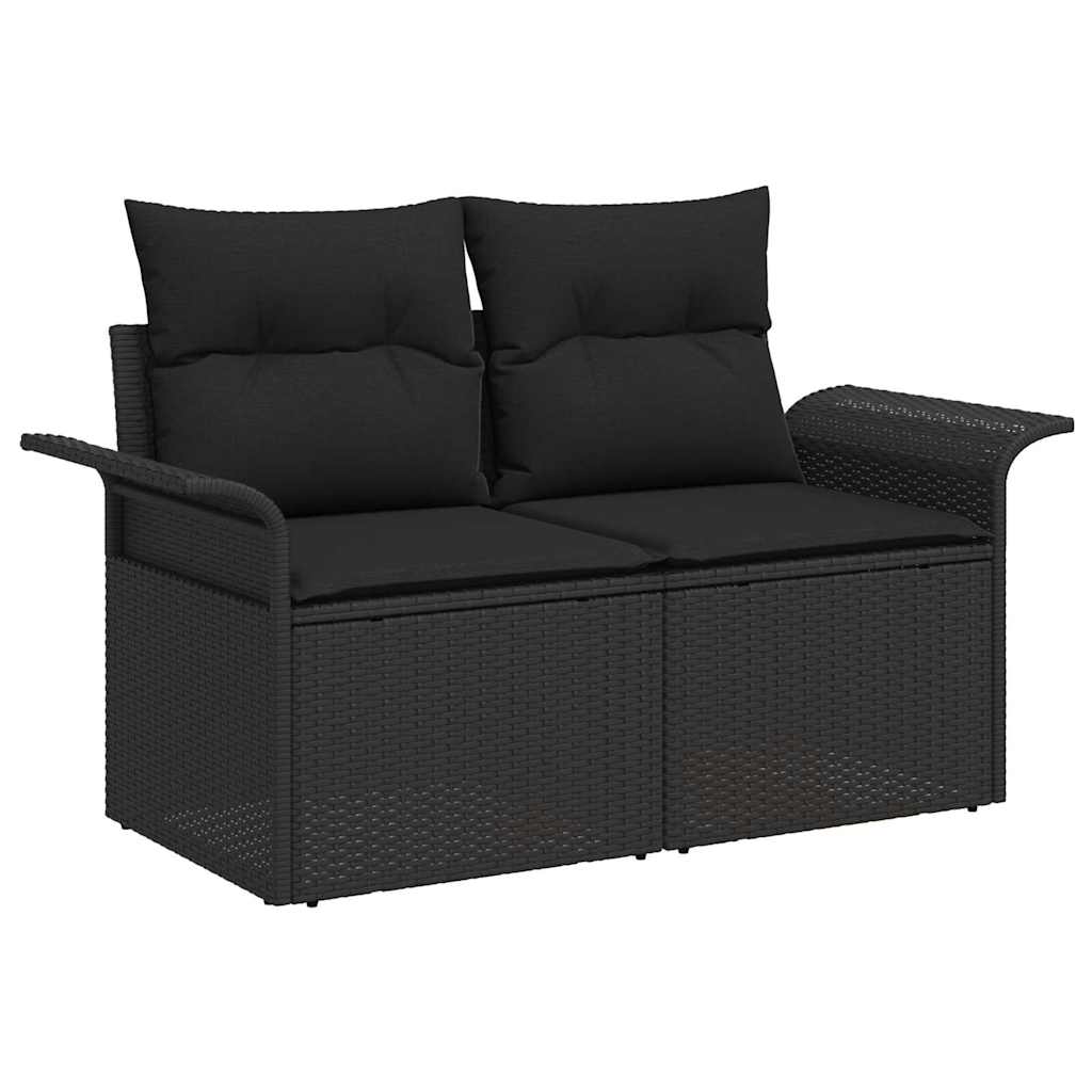 vidaXL Garden Sofa Set with cushions 8 pcs Black poly rattan