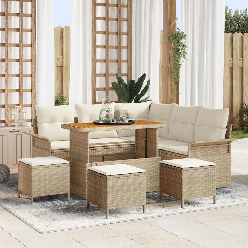 vidaXL Garden Sofa Set with cushions 8 pcs Black poly rattan