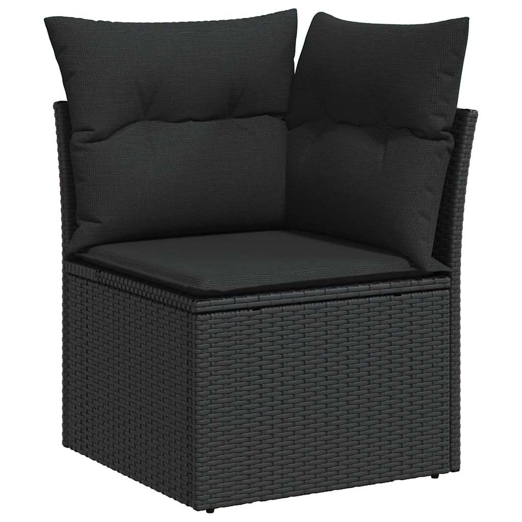 vidaXL Tuinbank Set met kussen 8 pcs Zwart poly rattan