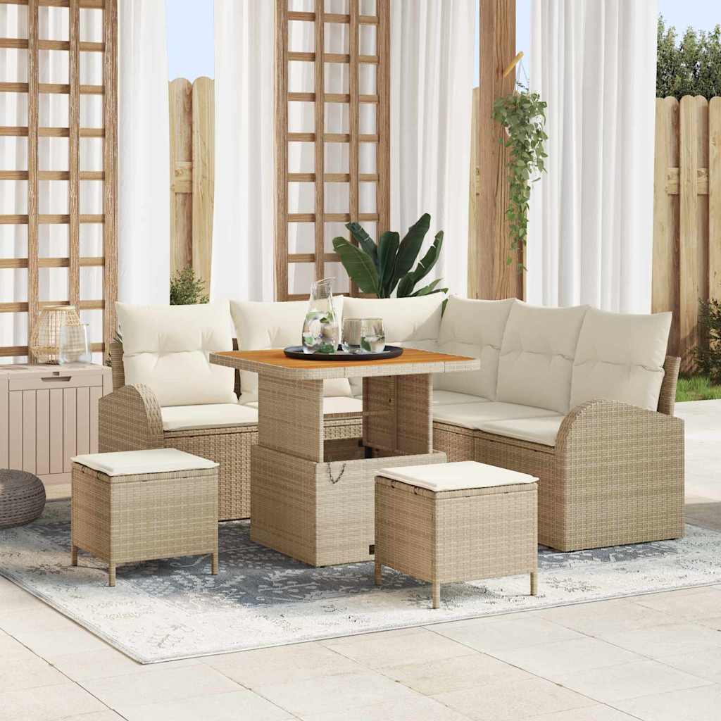 vidaXL Tuinbank Set met kussen 8 pcs Zwart poly rattan