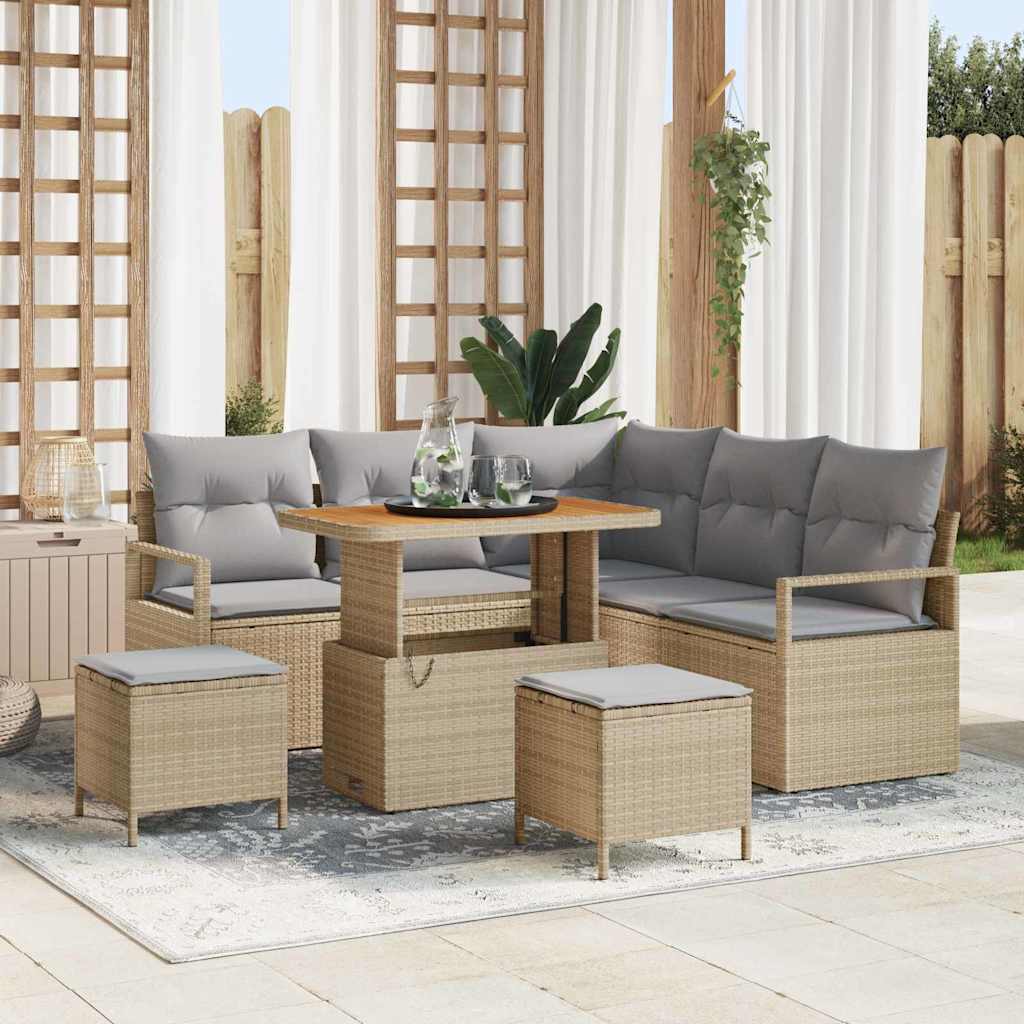 vidaXL Tuinbank Set met kussen 8 pcs Zwart poly rattan