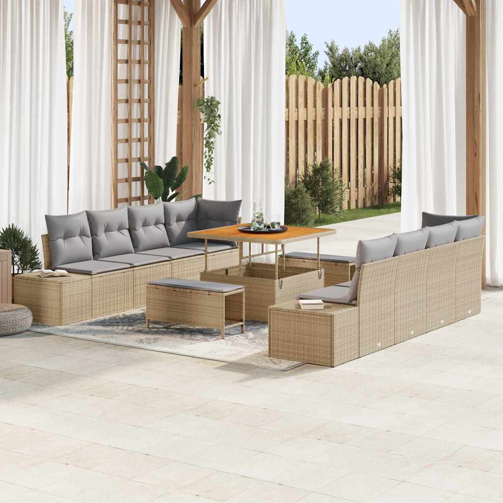 vidaXL Garden Sofa Set with Cushions 11 pcs Black poly rattan