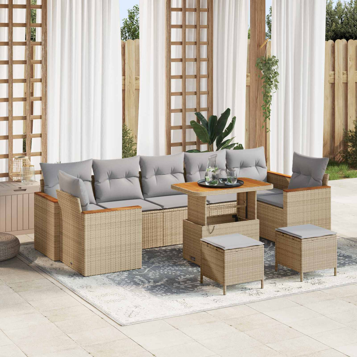 vidaXL Garden Lounge Set 10 pcs Black poly rattan