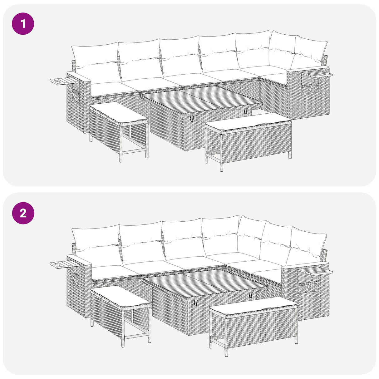 vidaXL Garden Sofa Set 9 pcs Black poly rattan