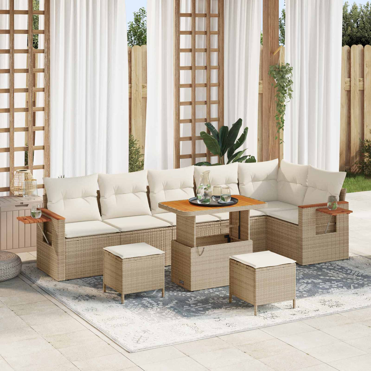 vidaXL Garden Sofa Set 9 pcs Black poly rattan