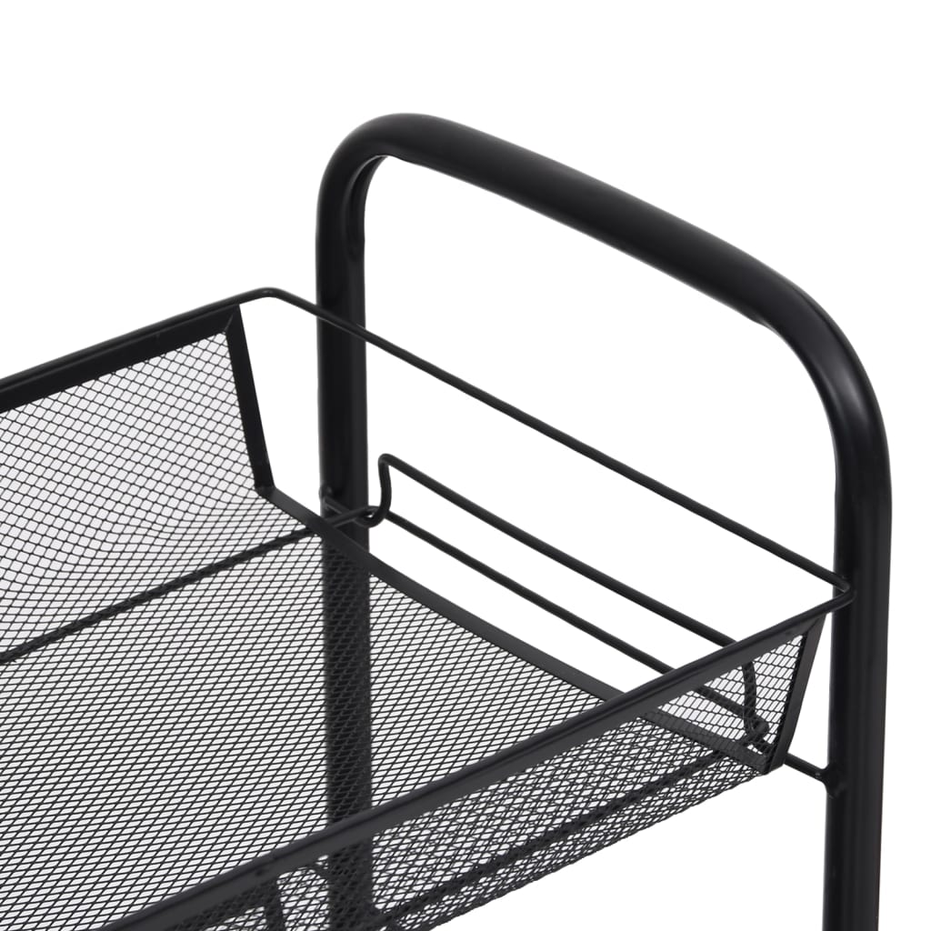 vidaXL Keukentrolley 3-laags 46x26x64 cm ijzer zwart