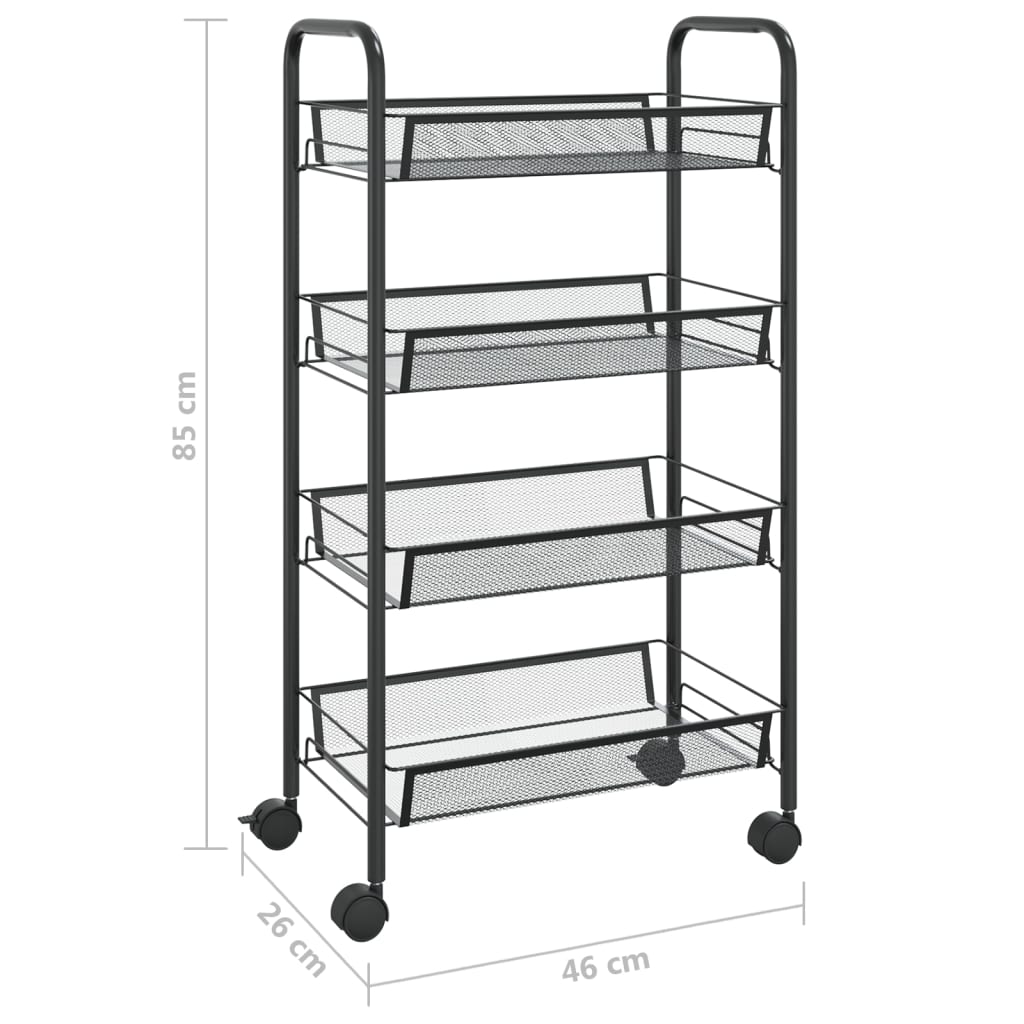vidaXL Keukentrolley 3-laags 46x26x64 cm ijzer zwart