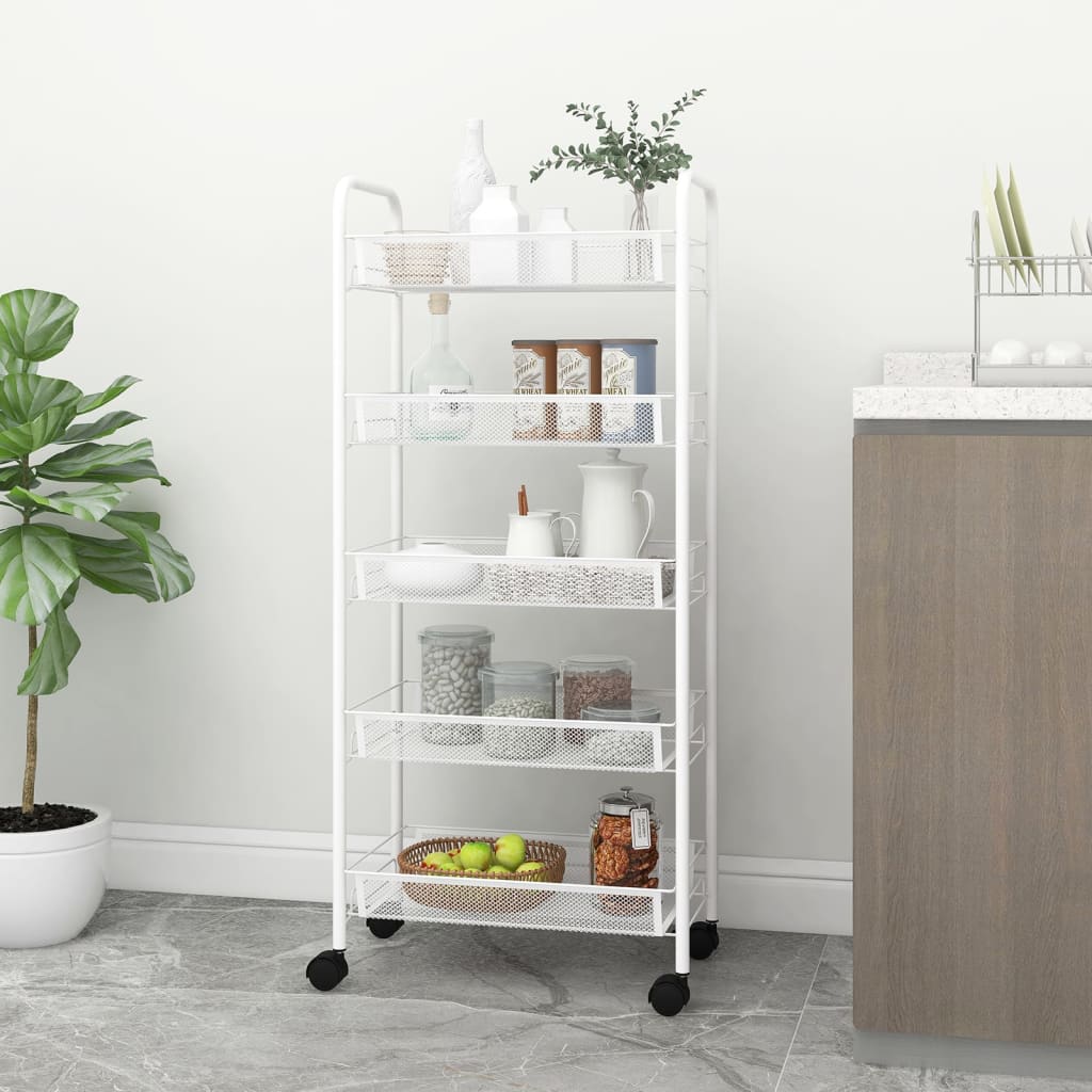 vidaXL Keukentrolley 3-laags 46x26x64 cm ijzer zwart