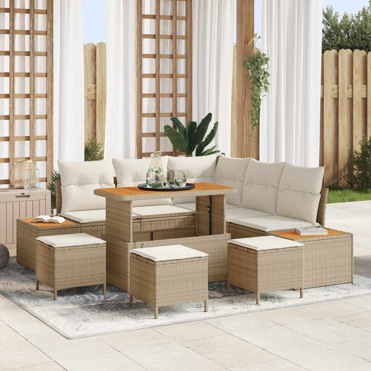 vidaXL Garden Sofa Set 8 pcs Black Poly Rattan and Powder-Coated Steel