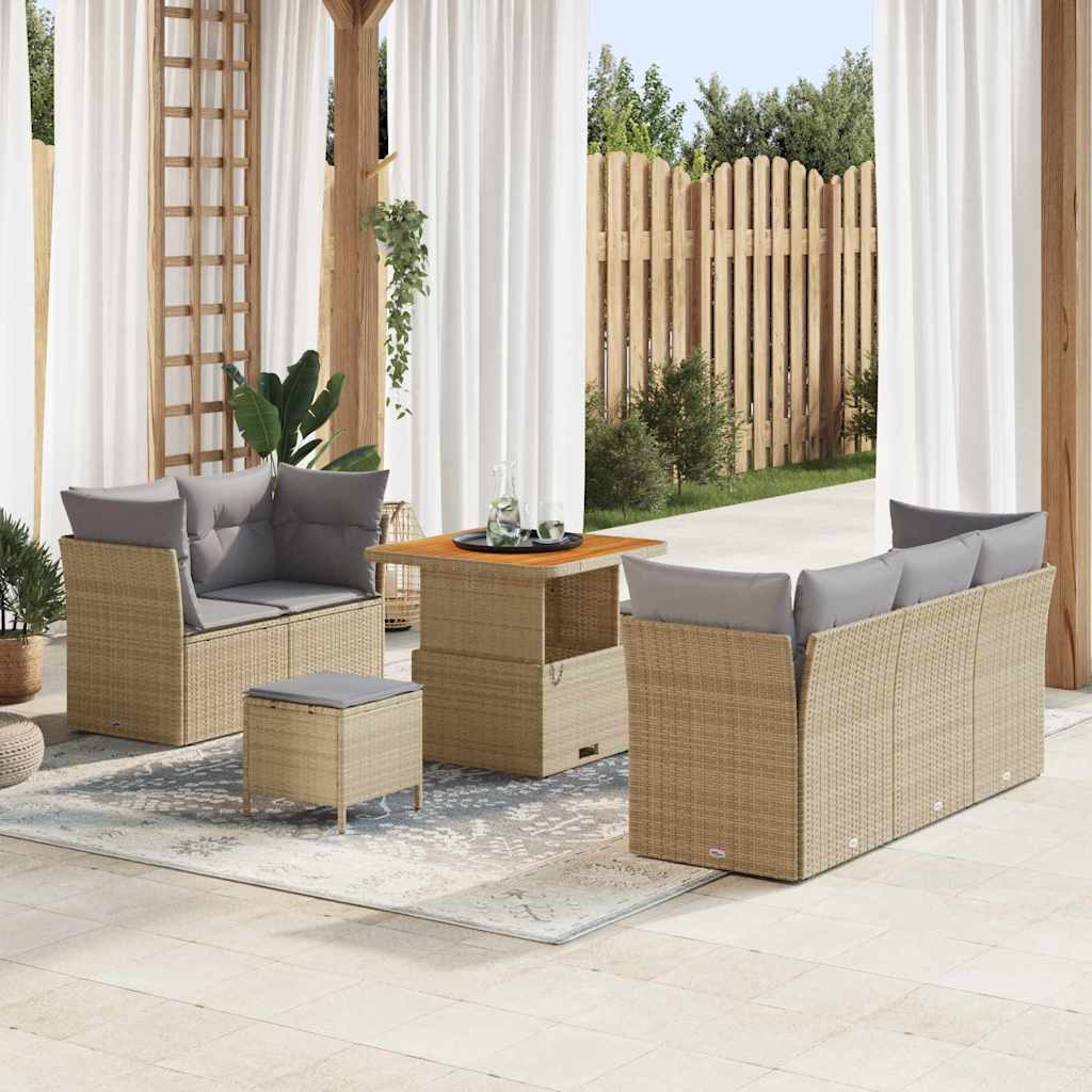 vidaXL Tuinbank Set 8 pcs Zwart Poly riet en gepoedercoat staal