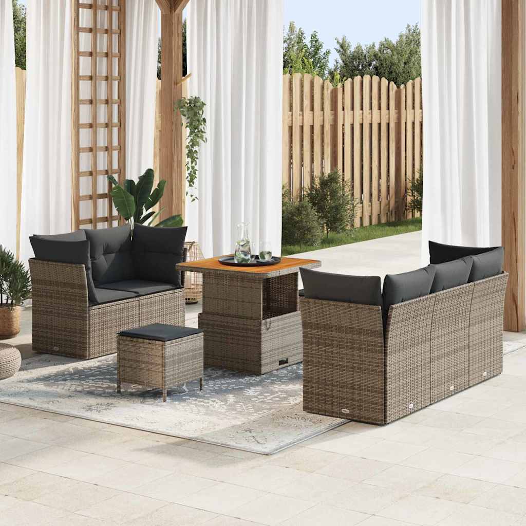 vidaXL Tuinbank Set 8 pcs Zwart Poly riet en gepoedercoat staal
