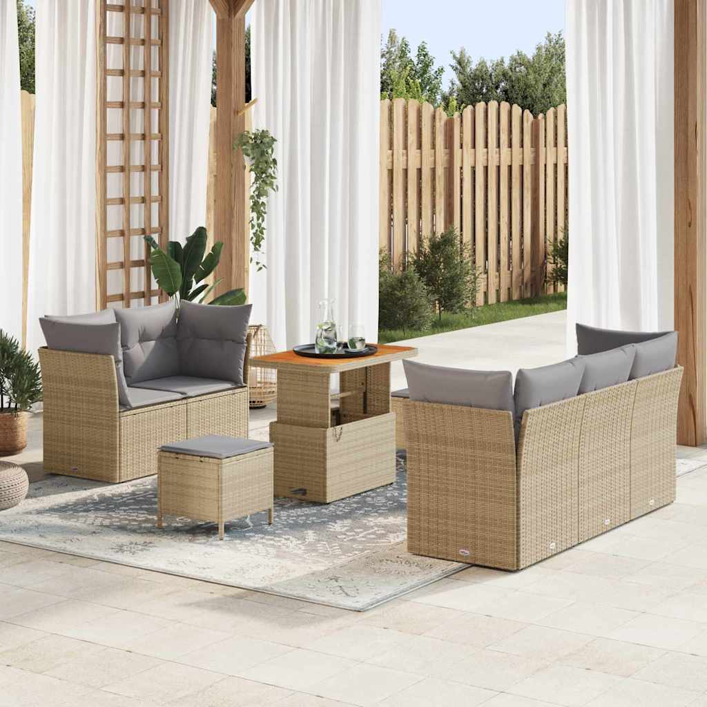 vidaXL Tuinbank Set 8 pcs Zwart Poly riet en gepoedercoat staal