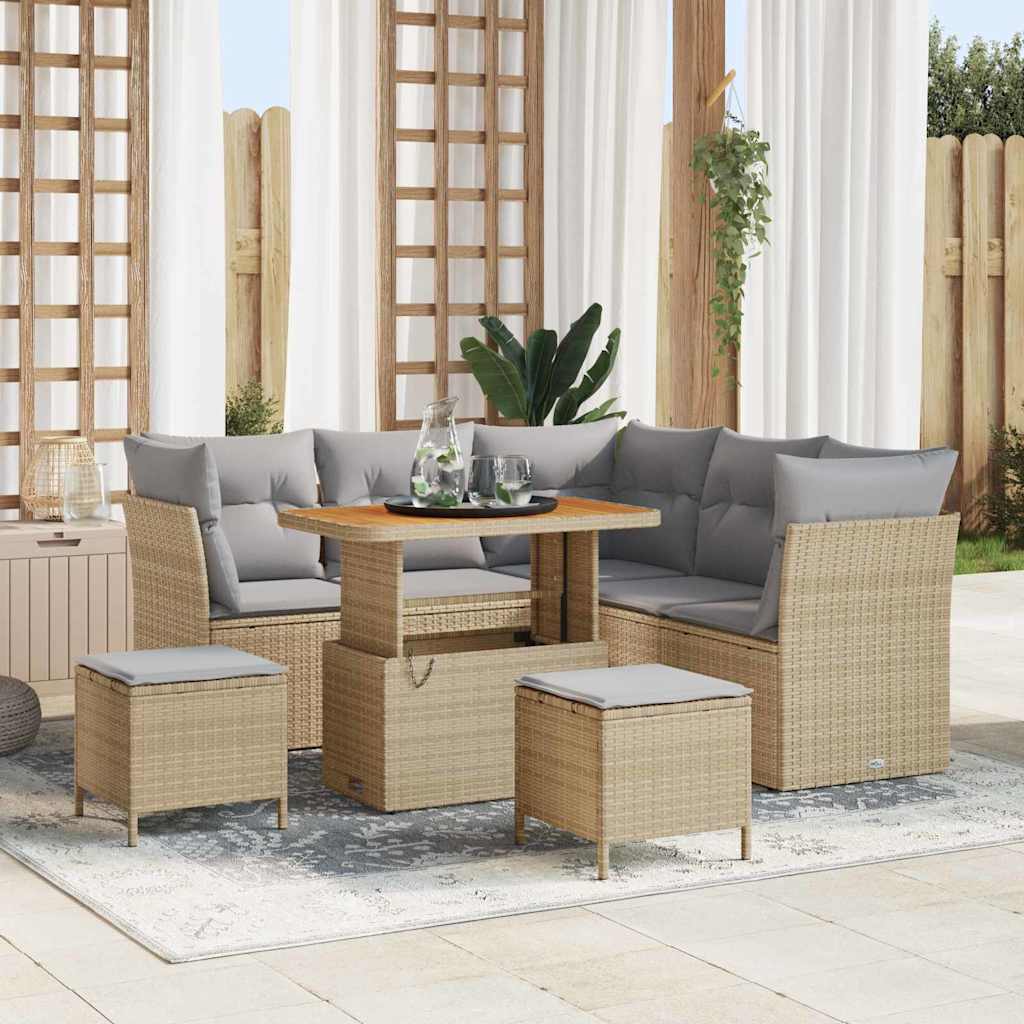 vidaXL Garden Bench Set 8 pcs Black Polyrattan and Powder-Coated Steel