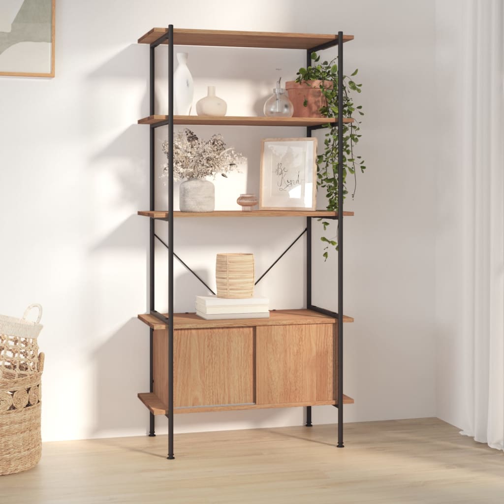 vidaXL Opbergrek 3-laags met kast 80x40x92 cm staal en bewerkt hout
