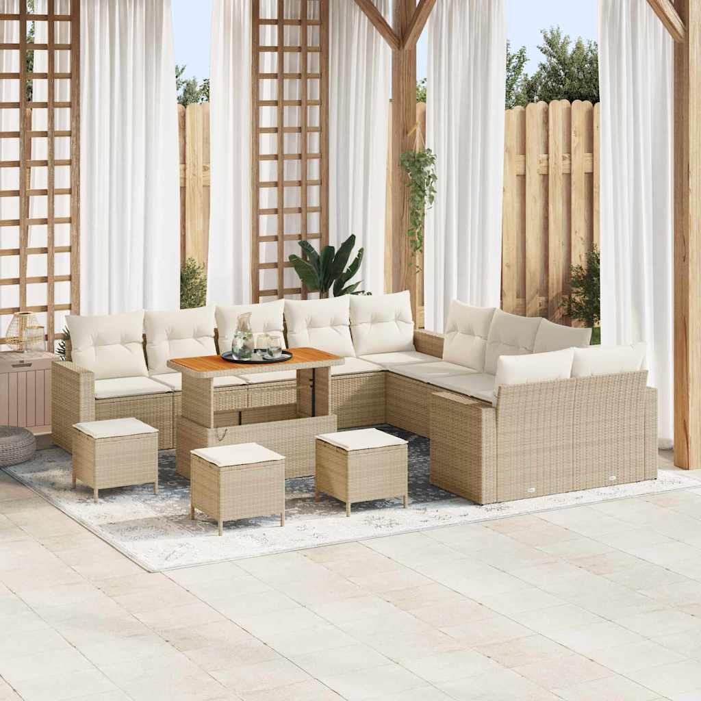 vidaXL Tuinbank Set met kussen 17 pcs Zwart poly rattan