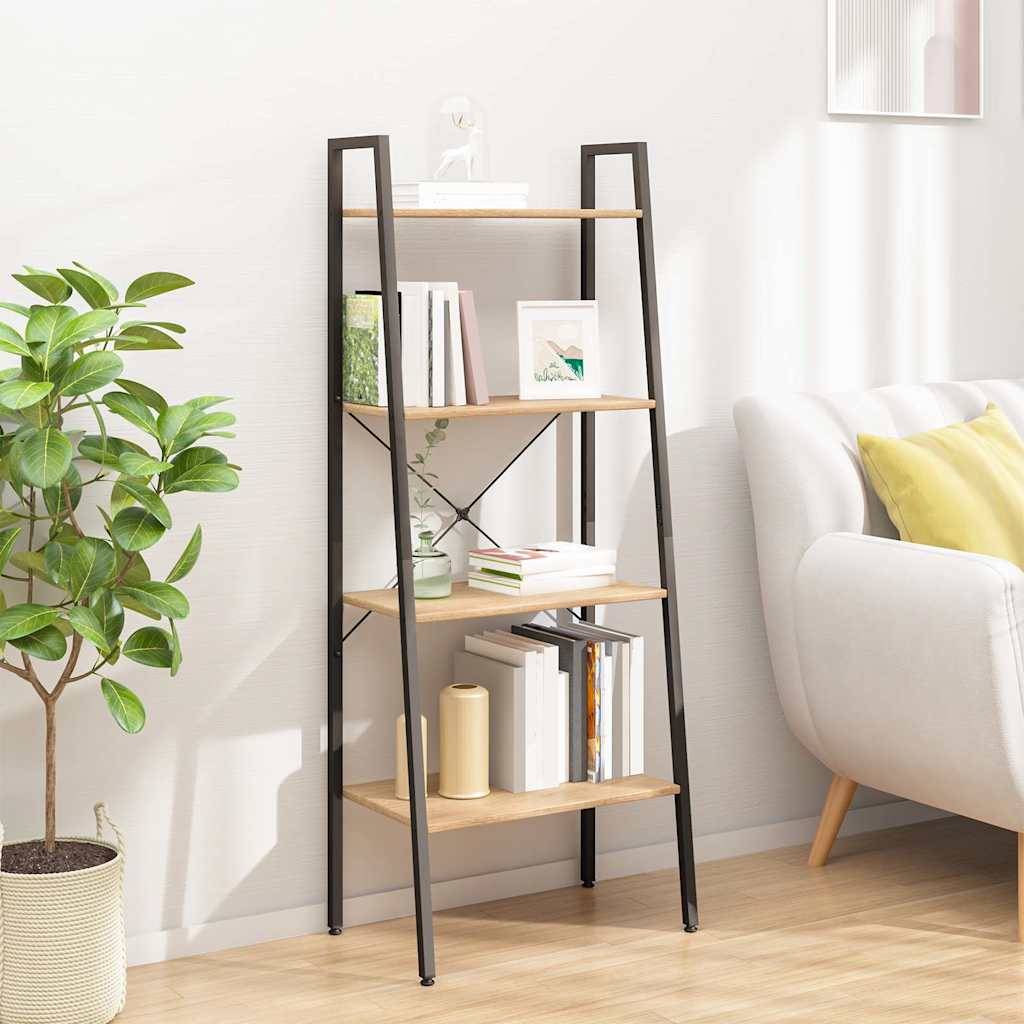 vidaXL Opbergmeubel met 3 lagen 56x35x108 cm lichtbruin en zwart
