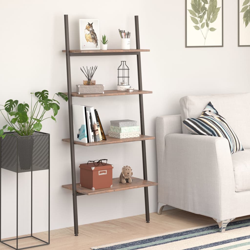 vidaXL Ladderrek met 3 schappen 64x34x116 cm lichtbruin en zwart