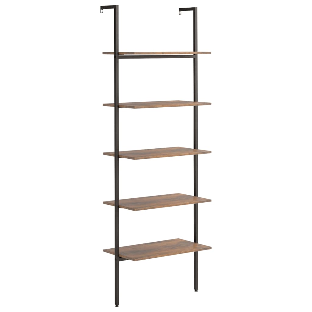 vidaXL Ladderrek met 3 schappen 64x35x120,5 cm lichtbruin en zwart
