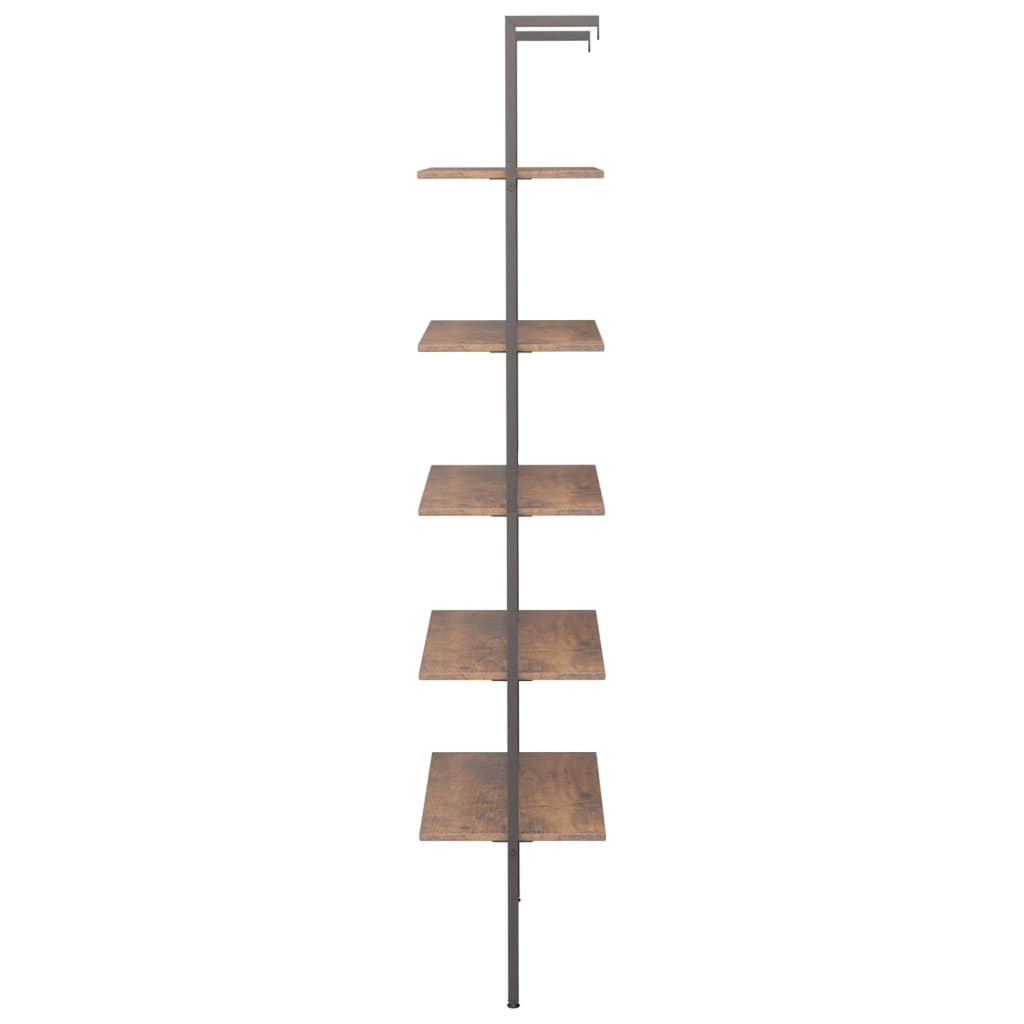 vidaXL Ladderrek met 3 schappen 64x35x120,5 cm lichtbruin en zwart