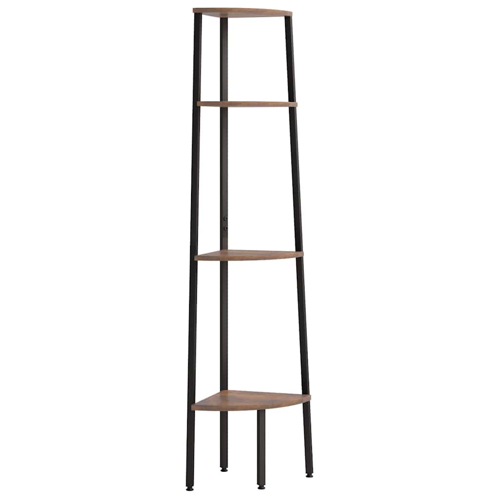 vidaXL Hoekkastje met 3 schappen 45,5x31,5x120 cm lichtbruin en zwart