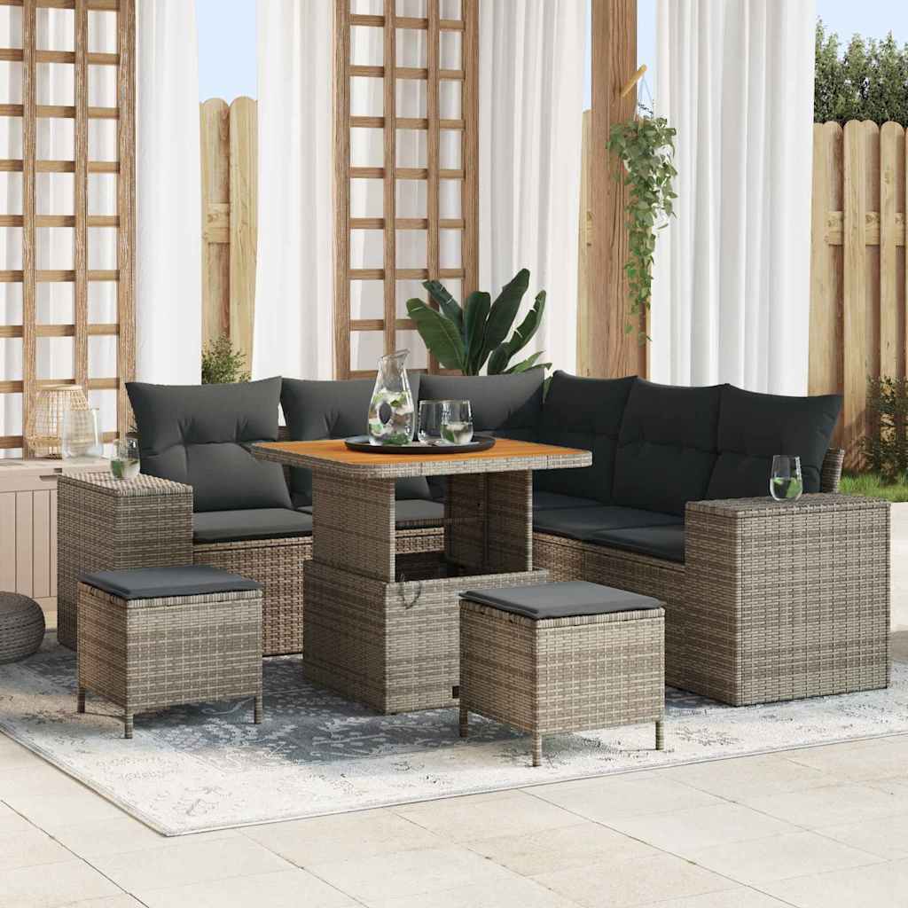 vidaXL Tuinbank Set met kussen met opslag met kussen 8 pcs Zwart