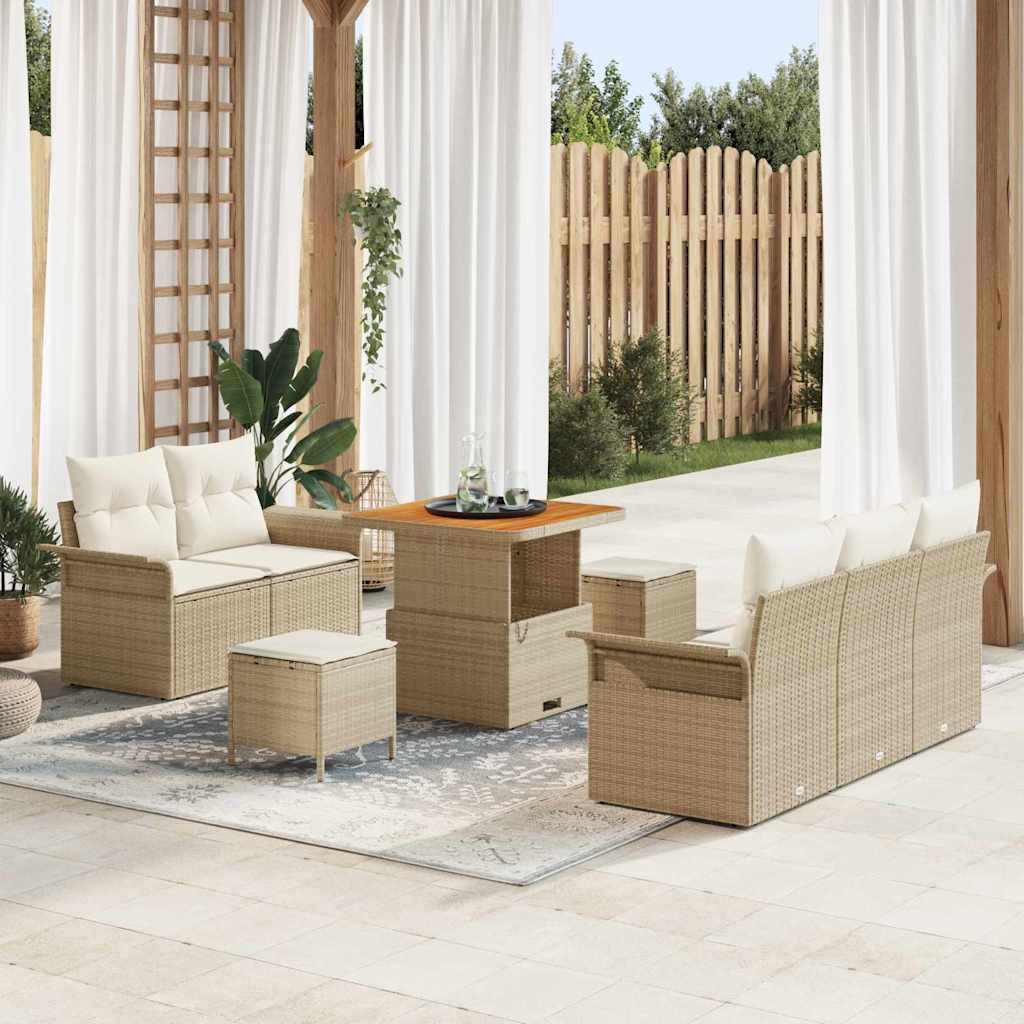vidaXL Tuinbank Set met kussen met opslag met kussen 8 pcs Zwart