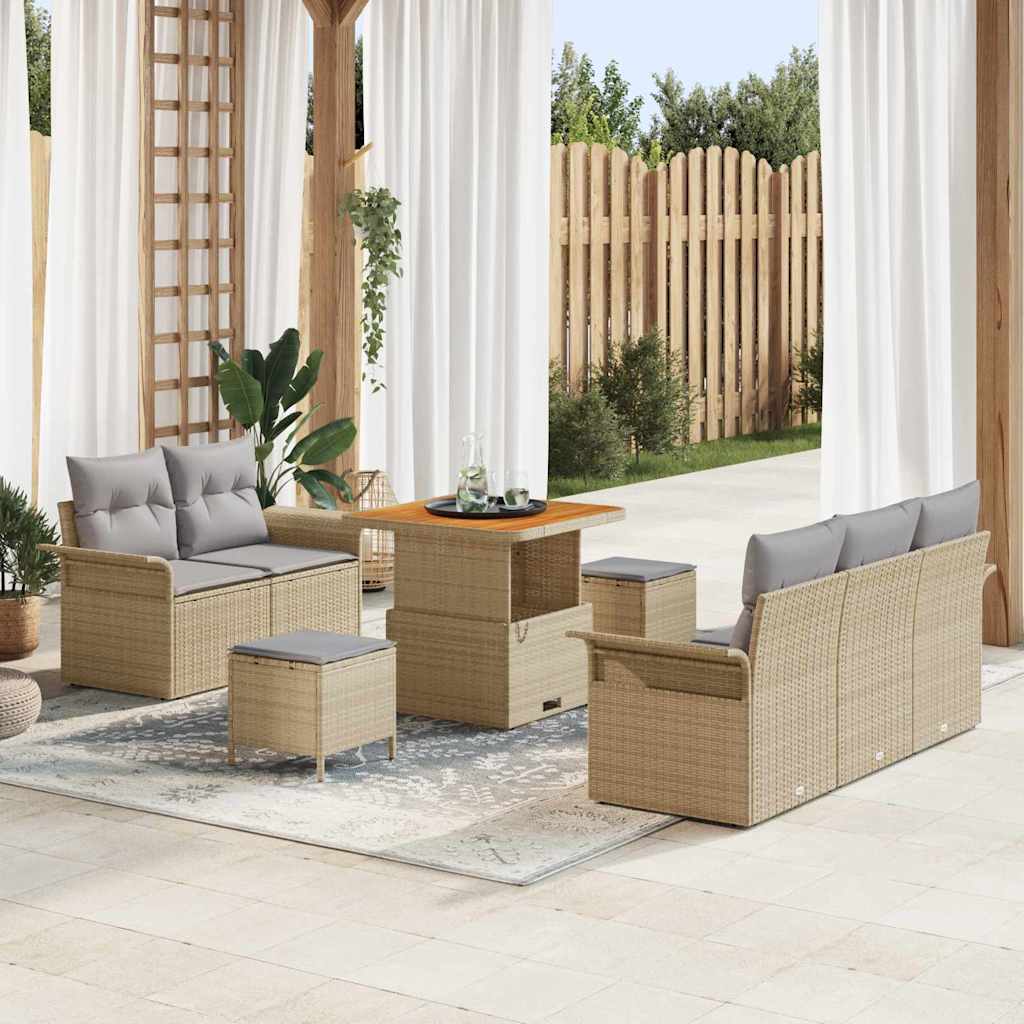 vidaXL Tuinbank Set met kussen met opslag met kussen 8 pcs Zwart
