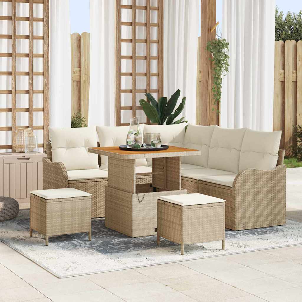 vidaXL Tuinbank Set met kussen met opslag met kussen 8 pcs Zwart