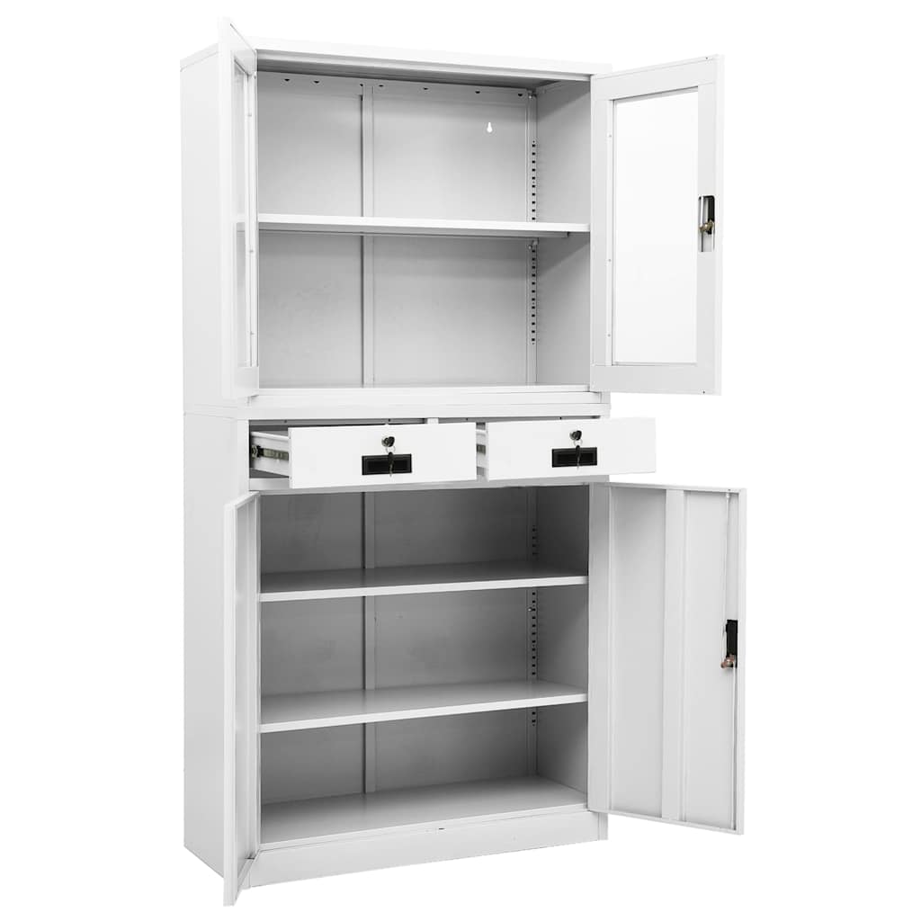 vidaXL Kantoorkast 90x40x180 cm staal en gehard glas wit