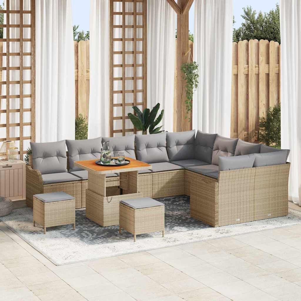 vidaXL Tuinbank Set met kussen met opslag met kussen 12 pcs Zwart