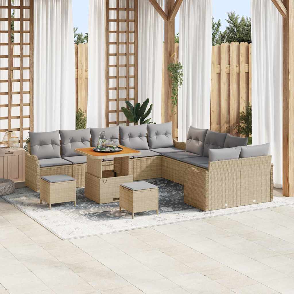vidaXL Garden Sofa Set with Cushions with Storage with Cushion 13 pcs Black