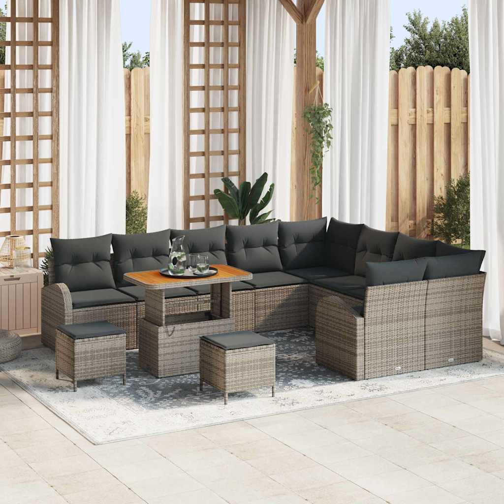 vidaXL Garden Bench Set with Cushion with Storage with Cushion 12 pcs Black