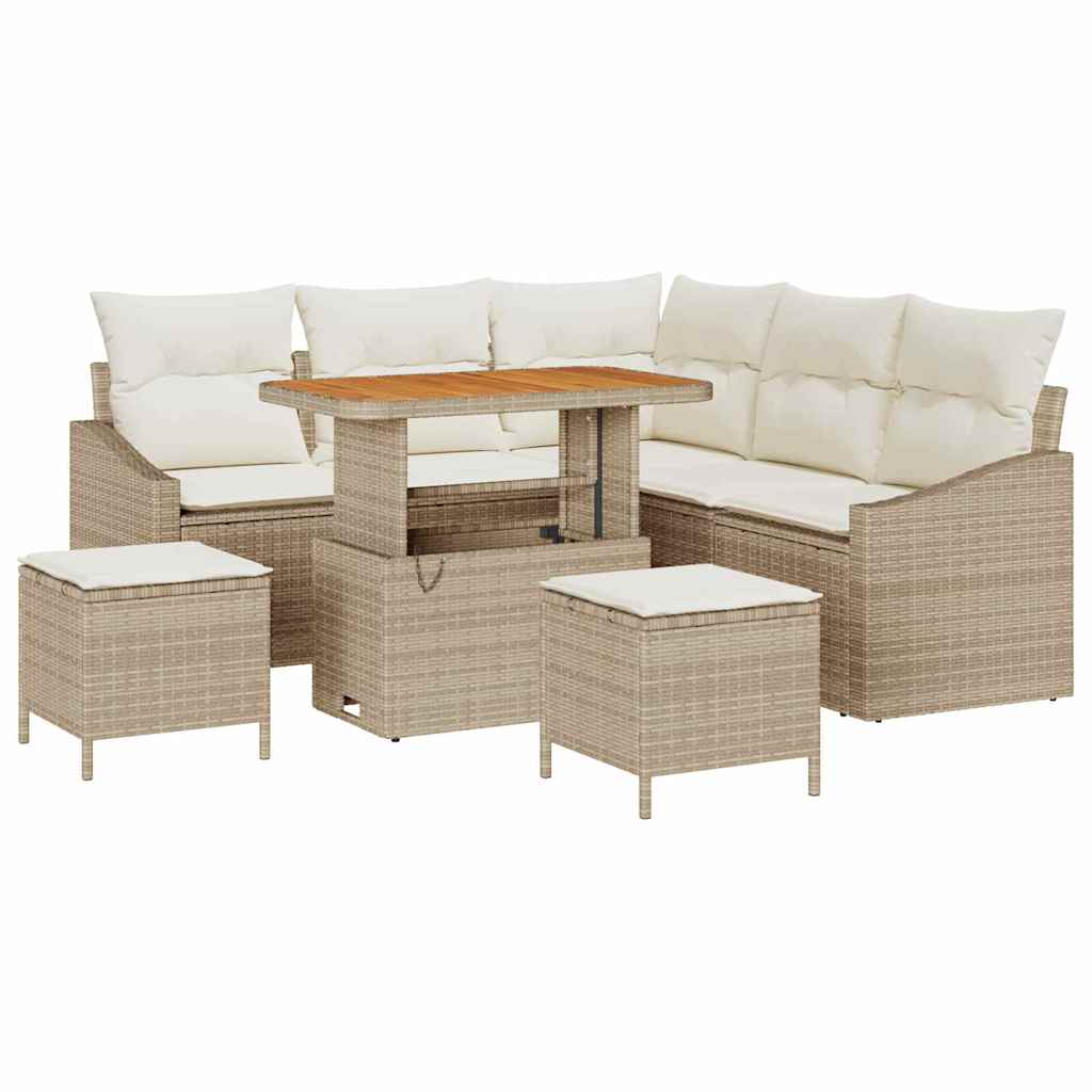 vidaXL Tuinbank Set met kussen met opslag 8 pcs Zwart Poly rattan