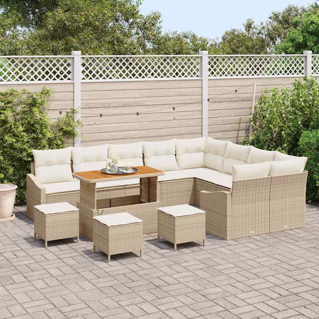 vidaXL Tuinbank Set met kussen met opslag 12 pcs Zwart Poly rattan
