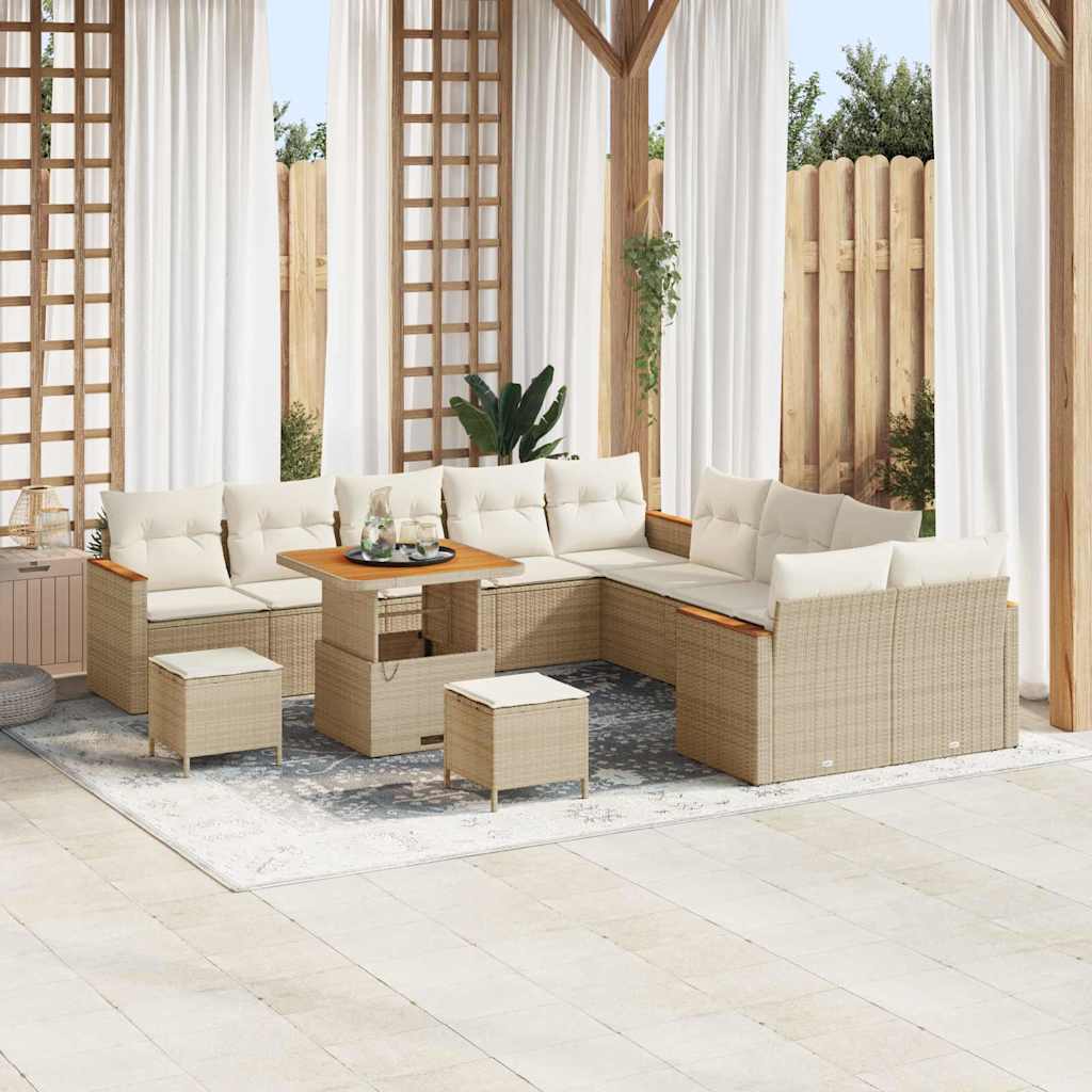 vidaXL Tuinbank Set met kussen 13 pcs Zwart poly rattan