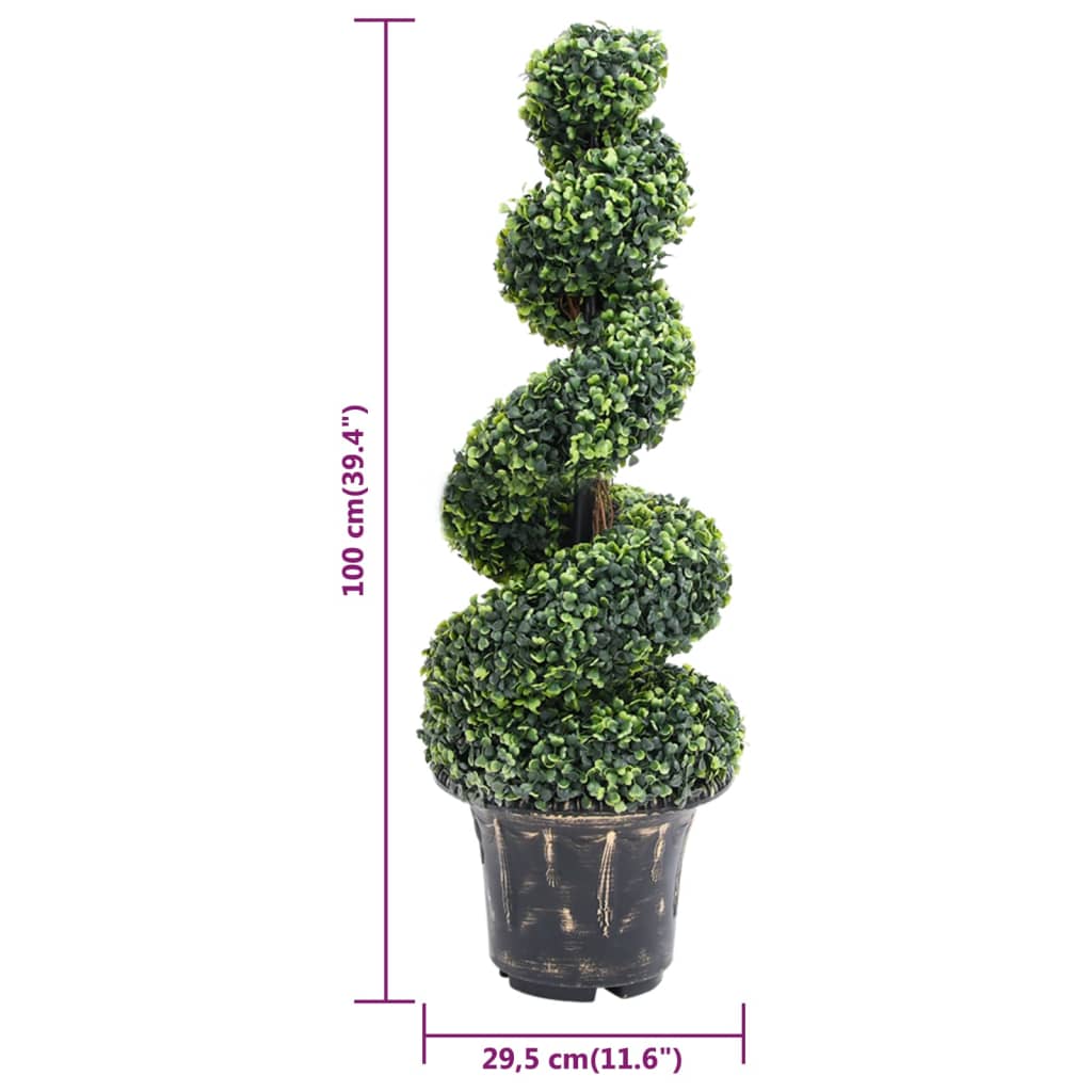vidaXL Kunstplant met pot buxus spiraal 117 cm groen