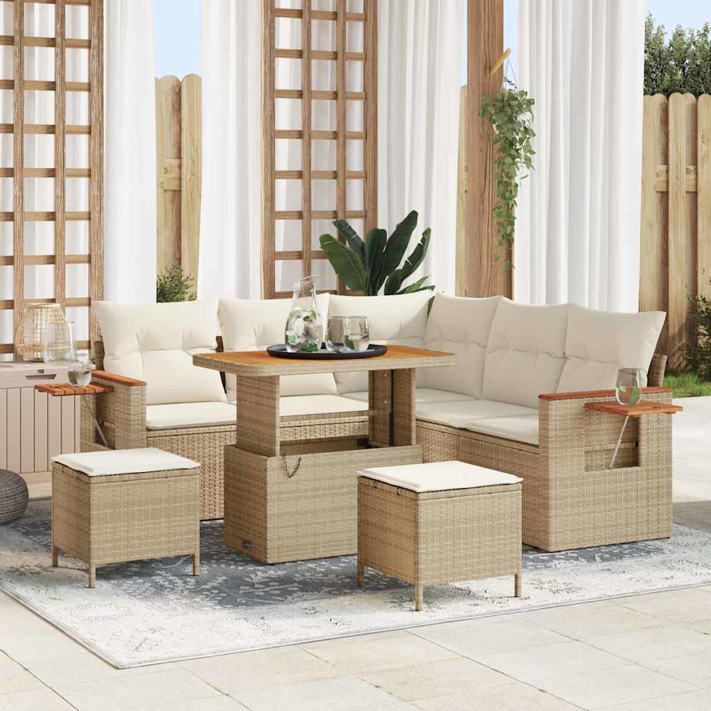 vidaXL Tuinbank Set met kussen 9 pcs Zwart poly rattan