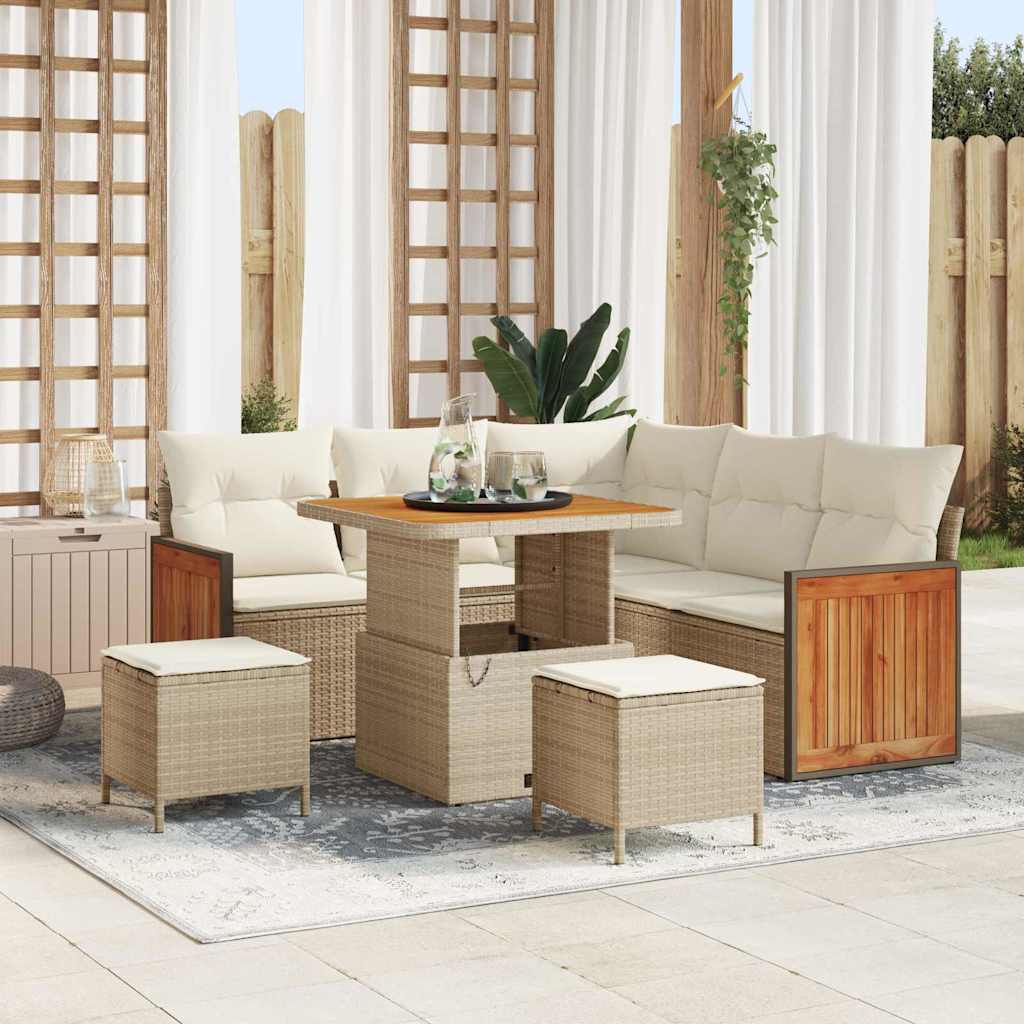 vidaXL Tuinbank Set met kussen 9 pcs Zwart poly rattan