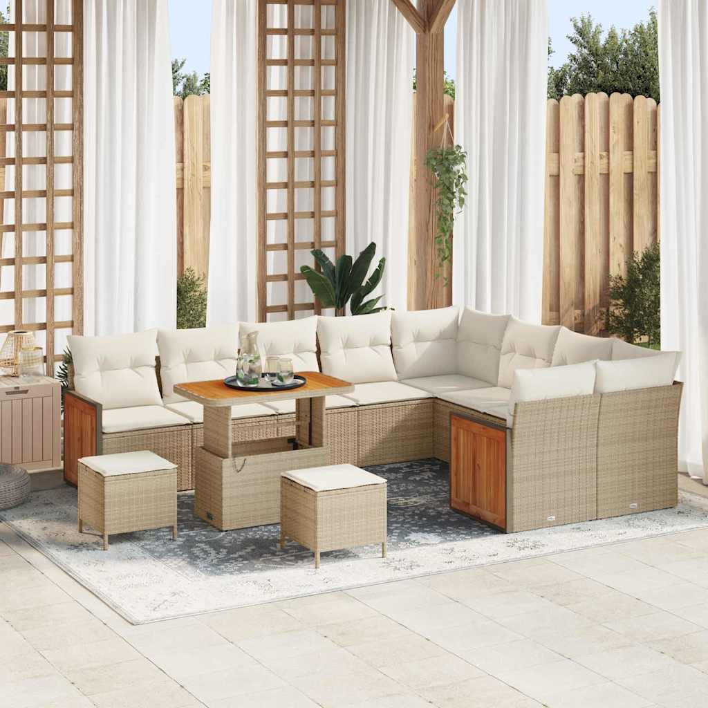 vidaXL Tuinbank Set met kussen 13 pcs Zwart poly rattan