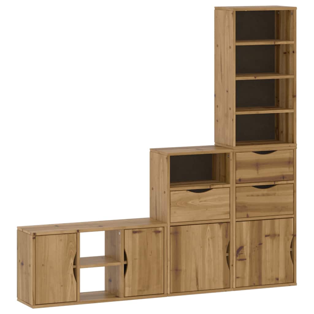 vidaXL 4-piece TV cabinet with storage "ODDA" solid pine wood