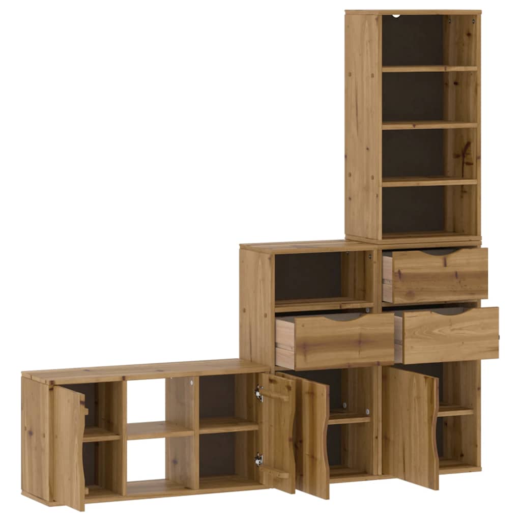 vidaXL 4-piece TV cabinet with storage "ODDA" solid pine wood