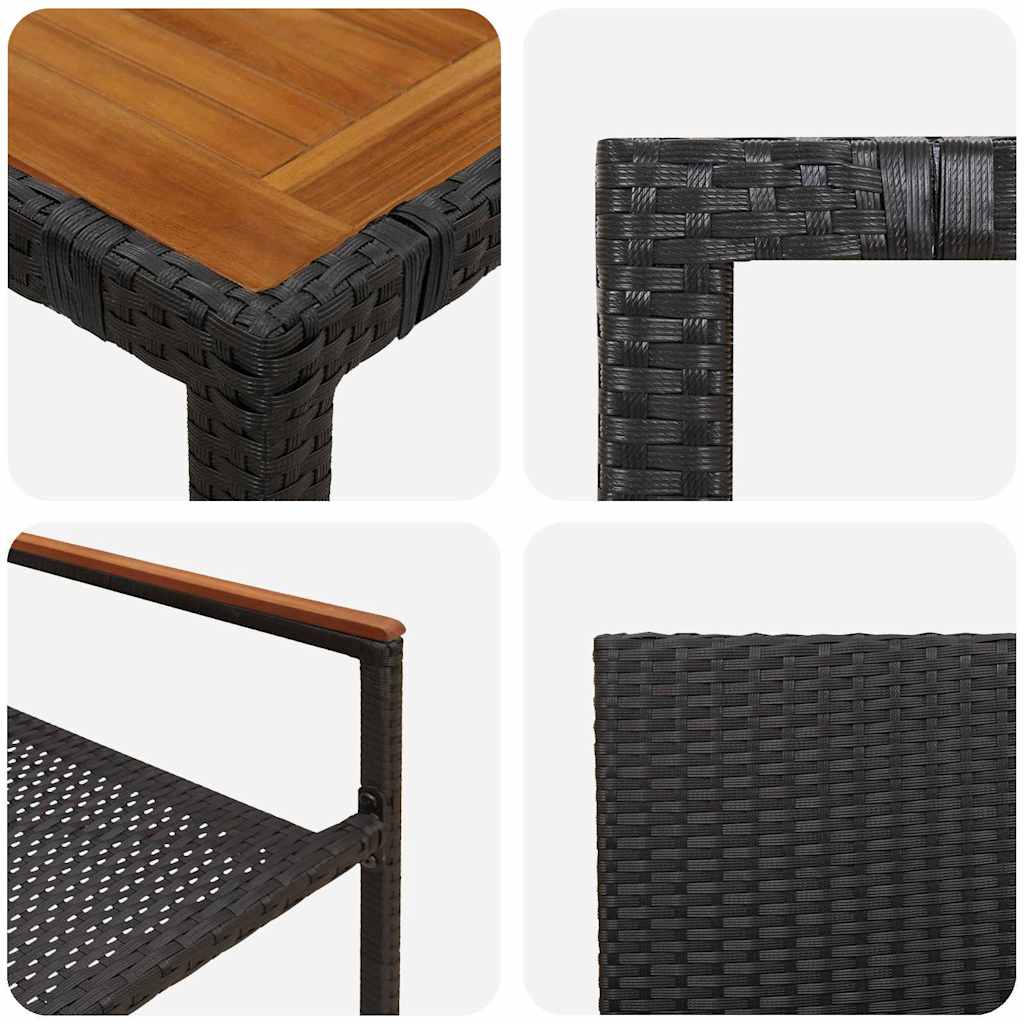 vidaXL Tuin Eettafel Set 3 pcs Zwart poly rattan