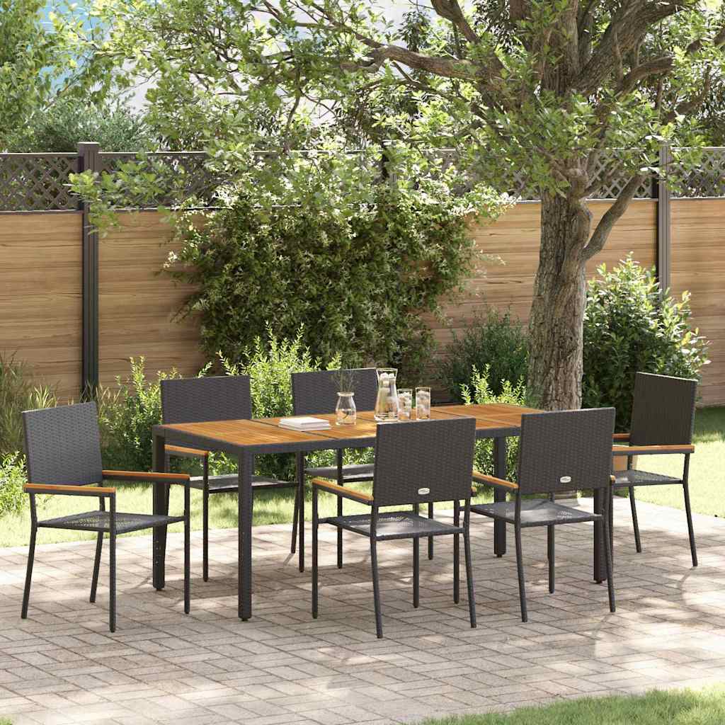 vidaXL Tuin Eettafel Set 3 pcs Zwart poly rattan