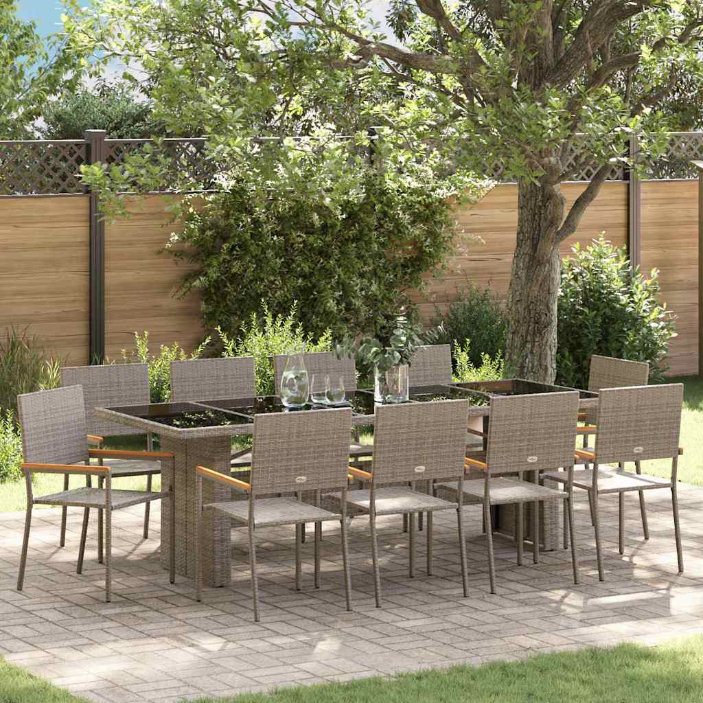 vidaXL Tuin Eettafel Set 9 pcs Zwart poly rattan