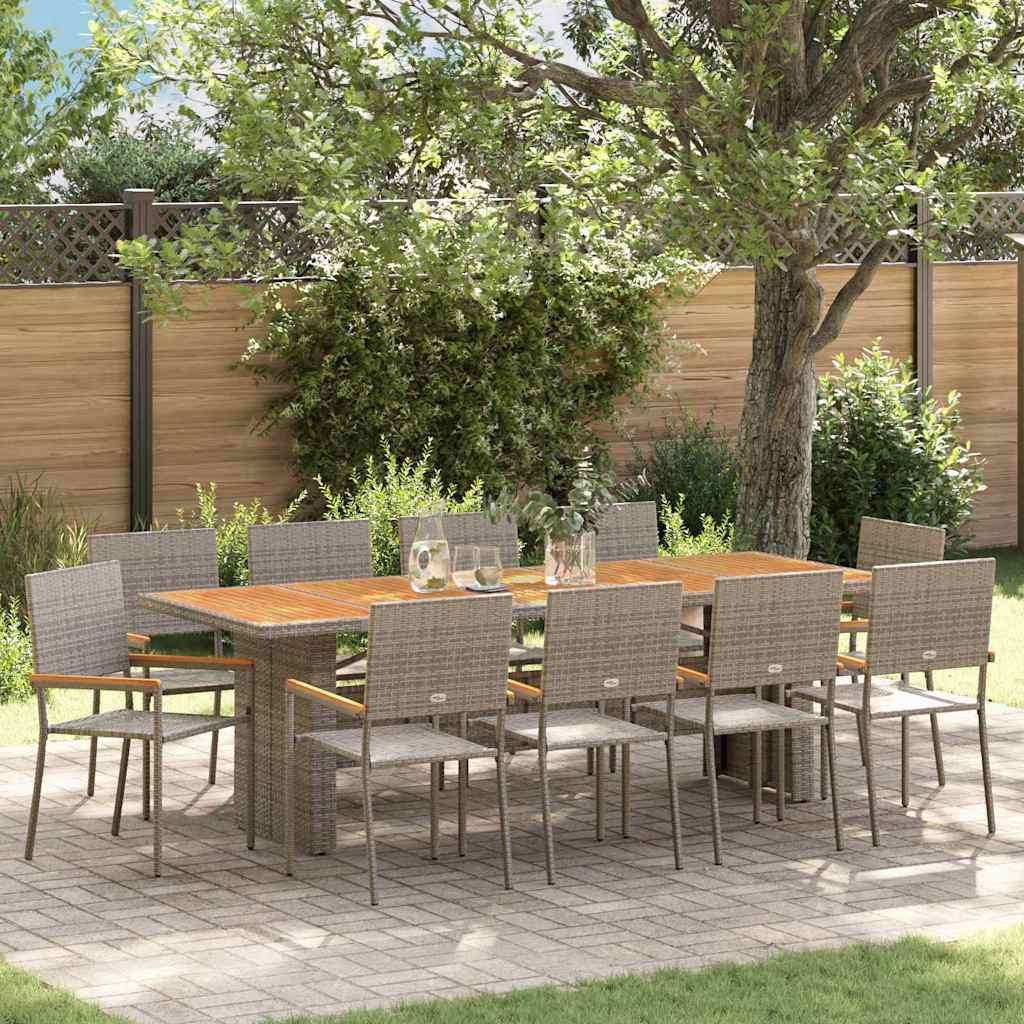 vidaXL Tuin Eettafel Set 9 pcs Zwart poly rattan