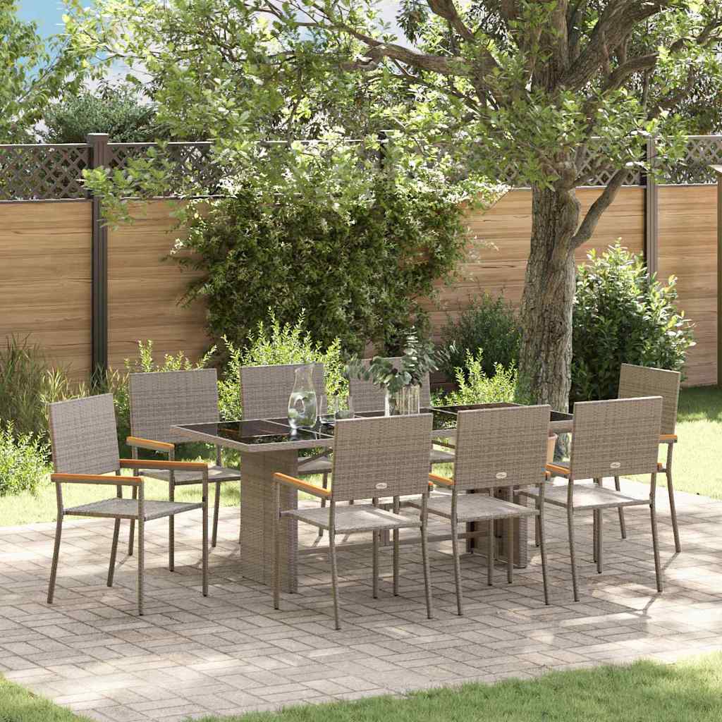 vidaXL Garden Dining Set 7 pcs Black poly rattan