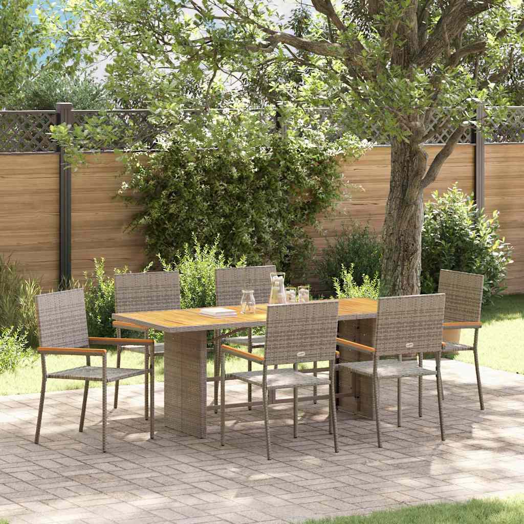 vidaXL Garden Dining Set 7 pcs Black poly rattan