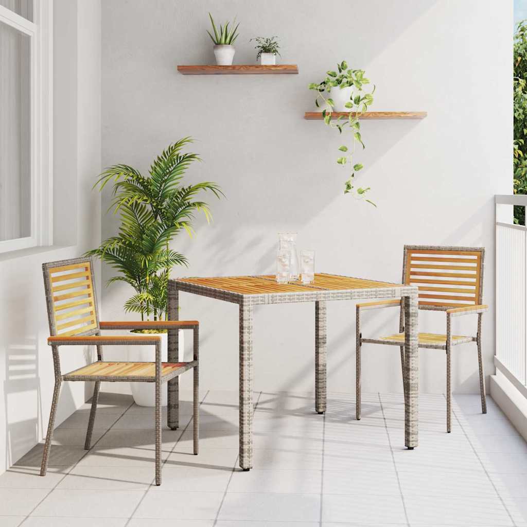 vidaXL Garden Dining Set 3 pcs Black and Brown Poly Rattan