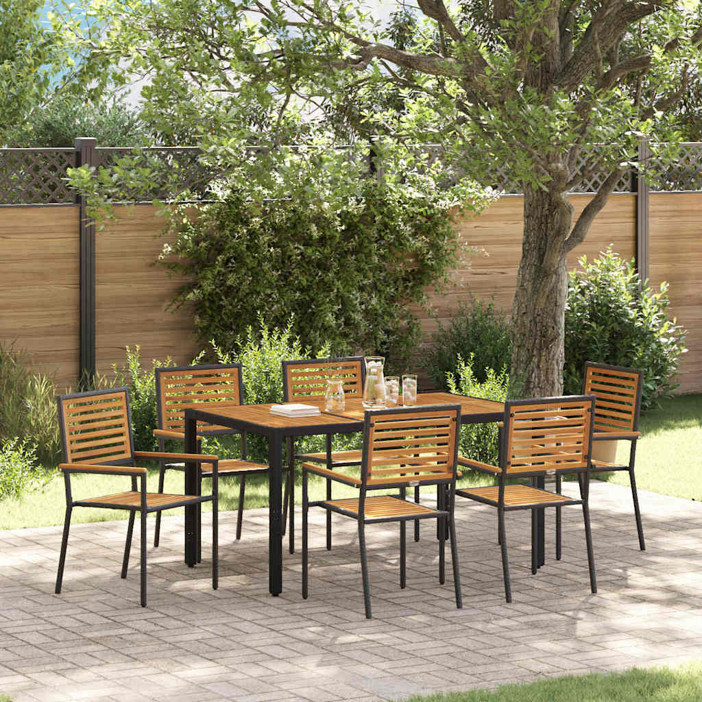 vidaXL Garden Dining Set 3 pcs Black and Brown Poly Rattan