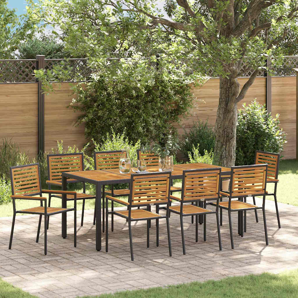 vidaXL Garden Dining Set 3 pcs Black and Brown Poly Rattan